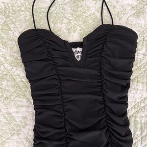Princess Polly Black Ruched Spaghetti Strap Dress